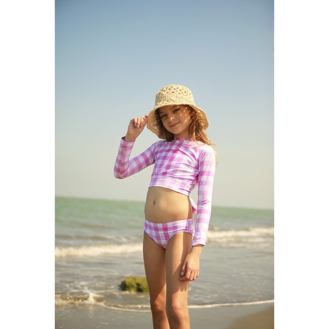 Alessia Long Sleeve Two-Piece Swimsuit, Pink Square - Two Pieces - 3