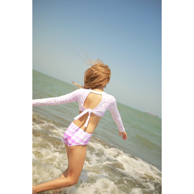 Simona Long Sleeve One-Piece Swimsuit, Pink Flower - One Pieces - 4