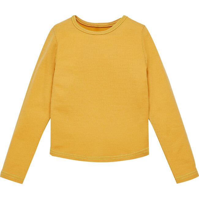 Ultrafine Merino Wool Long Sleeve Tee, Mustard - Loungewear - 1