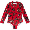 Scooba Doo Leo Butterfly Full Sleeve One-Piece Swimsuit, Red - One Pieces - 1 - thumbnail
