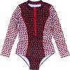 Scooba Doo Love Mini Full Sleeve One-Piece Swimsuit, Red - One Pieces - 1 - thumbnail