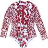 Scooba Doo Tulips Full Sleeve One-Piece Swimsuit, Red - One Pieces - 1 - thumbnail