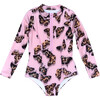 Scooba Doo Leo Butterfly Full Sleeve One-Piece Swimsuit, Pink - One Pieces - 1 - thumbnail