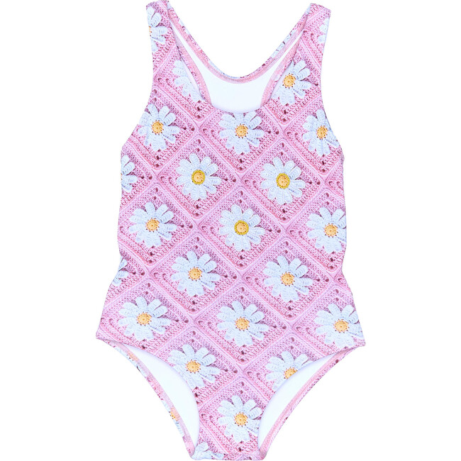 Not Too Basic Crochet One-Piece Swimsuit, Baby Pink