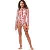 Scooba Doo Tulips Full Sleeve One-Piece Swimsuit, Red - One Pieces - 2