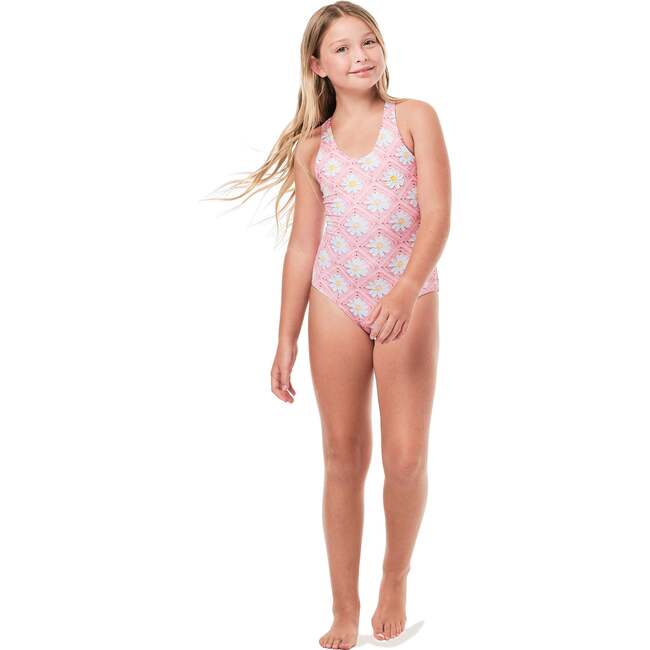 Not Too Basic Crochet One-Piece Swimsuit, Baby Pink - One Pieces - 2