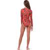 Scooba Doo Leo Butterfly Full Sleeve One-Piece Swimsuit, Red - One Pieces - 4