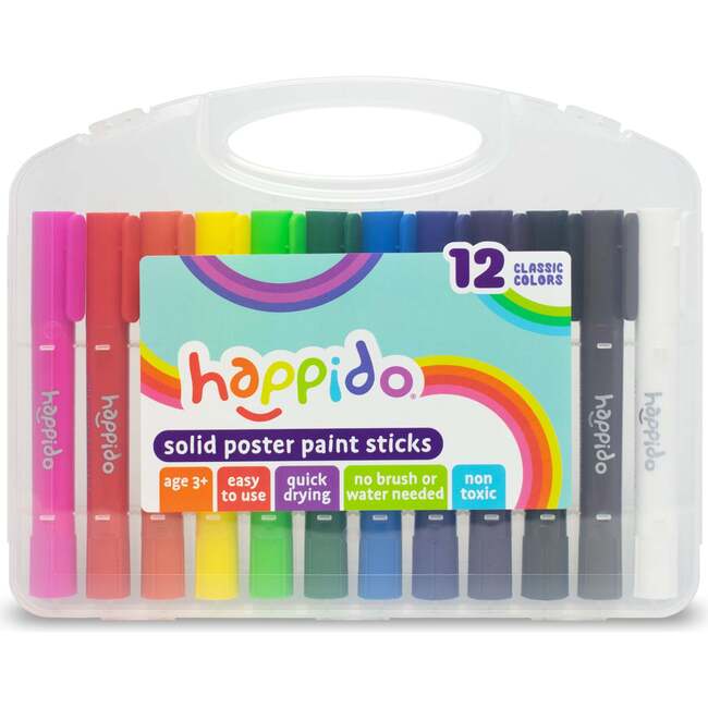 Happido: Solid Poster Paint Sticks - Set of 12 - Arts & Crafts - 1