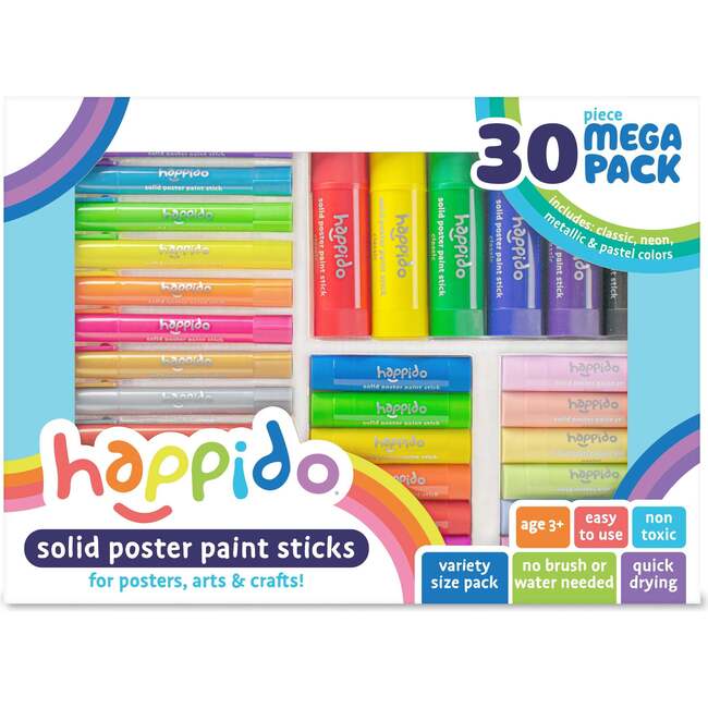 Happido: Solid Poster Paint Sticks - Mega Pack (30 PC Set)