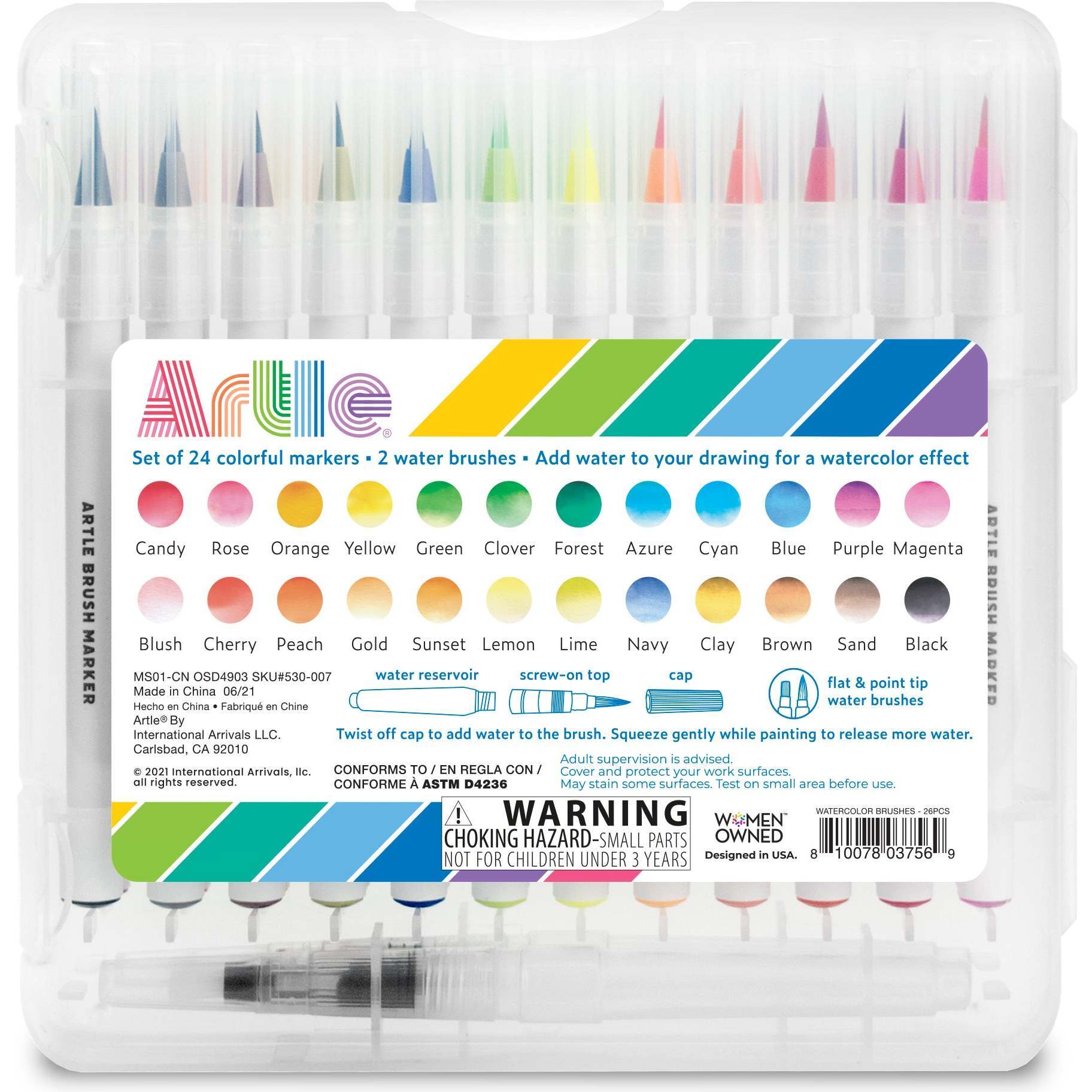 Artle: Watercolor Brush Markers - 26 PC Set - OOLY Arts & Crafts