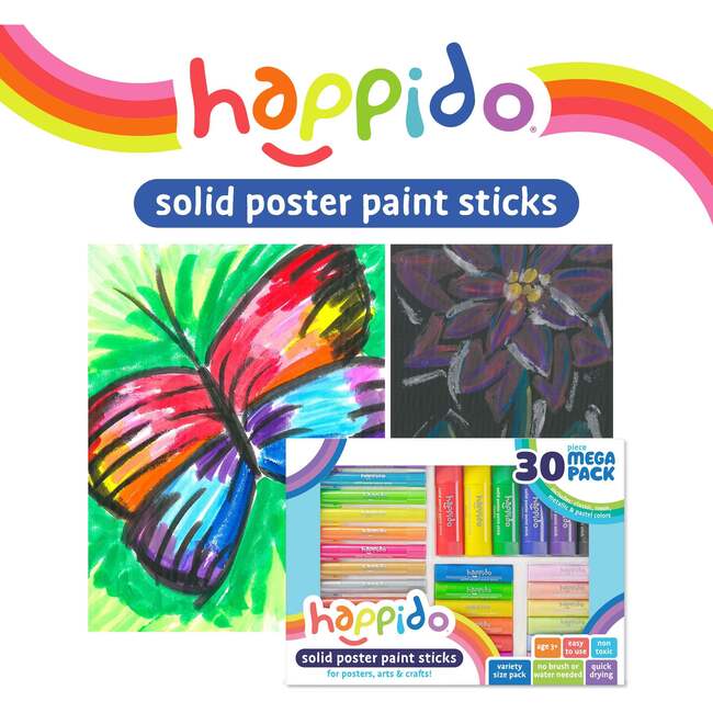 Happido: Solid Poster Paint Sticks - Mega Pack (30 PC Set)