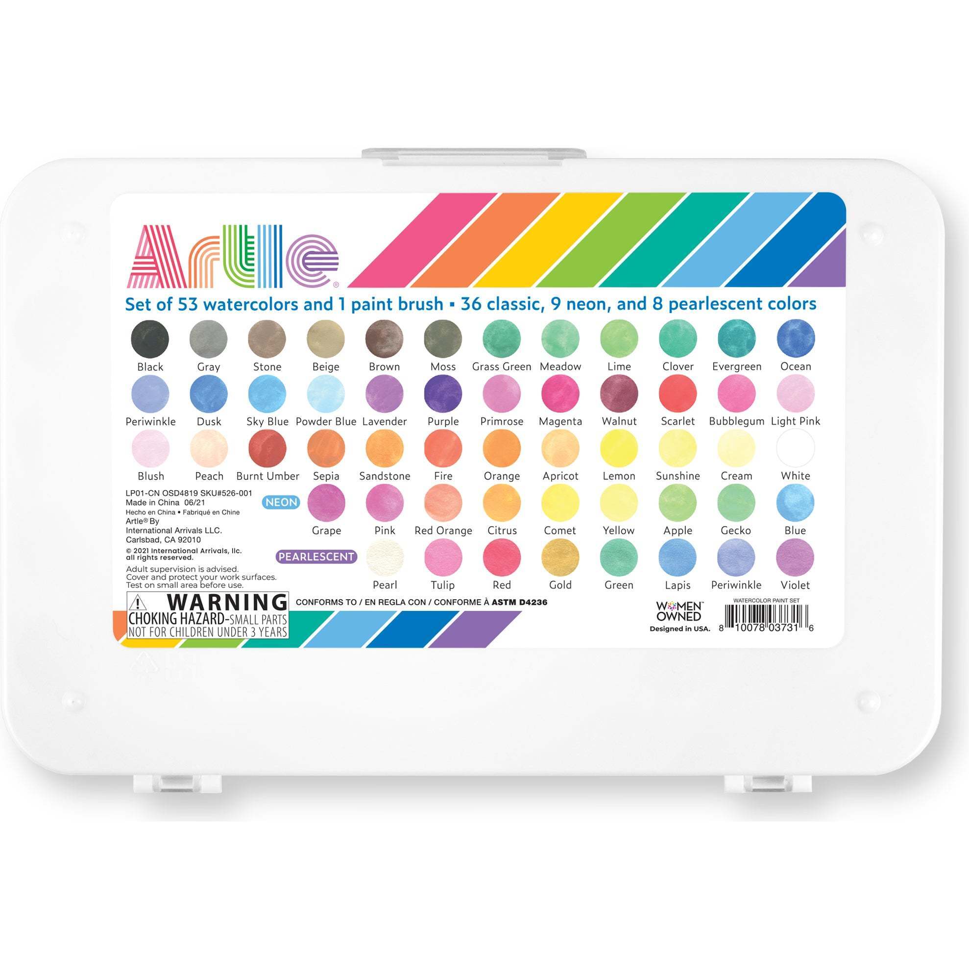 Artle: Watercolor Paint Set - 54 PC Set (Including Brush) - OOLY Arts &  Crafts