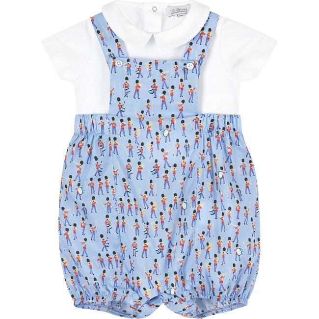 Little Liberty Print Musical March Dungaree, Blue and Soldier