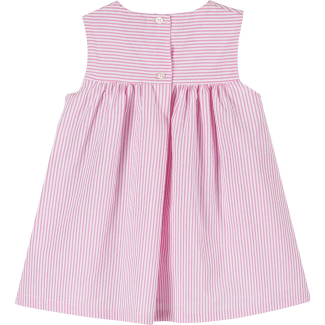 Little Jemima Striped Pinafore, Bright Pink Stripe - Dresses - 2