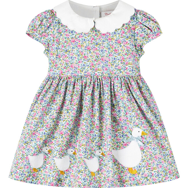 Little Jemima Petal Collar Dress, Multi Floral - Dresses - 1