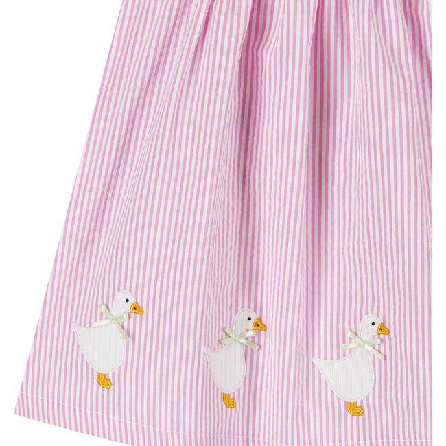 Little Jemima Striped Pinafore, Bright Pink Stripe - Dresses - 3