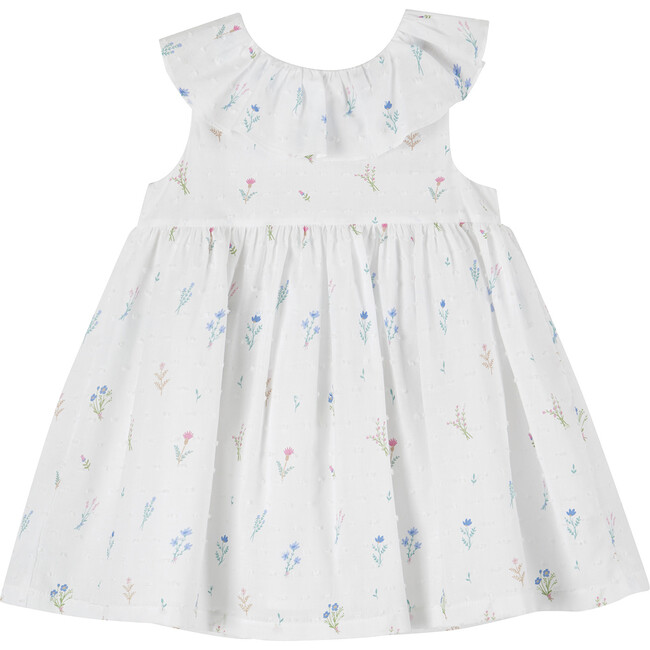 Little Francis Willow Sun Dress, White and Floral - Dresses - 1