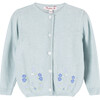 Little Emily Embroidered Cardigan, Sea Green - Cardigans - 1 - thumbnail