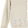 Little Emily Embroidered Cardigan, Oatmeal - Cardigans - 3