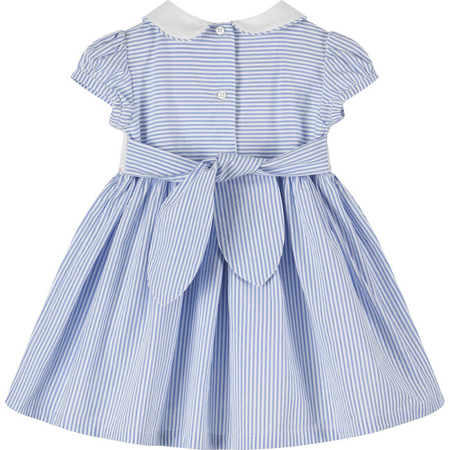 Little Cherry Smocked Dress, Blue Stripe - Trotters London Dresses ...