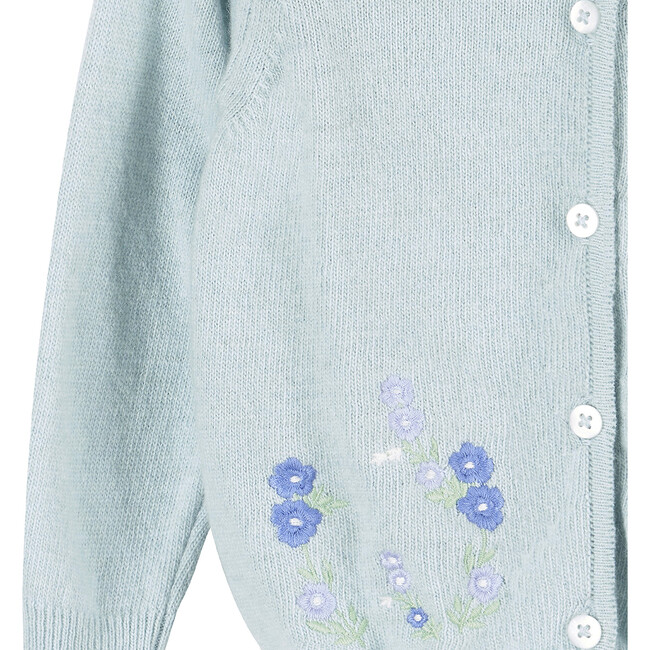 Little Emily Embroidered Cardigan, Sea Green - Cardigans - 3