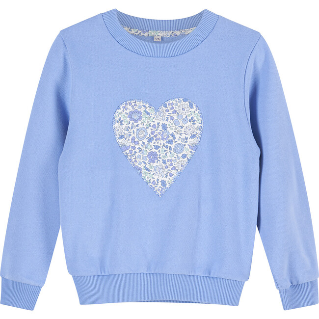 Liberty Print Danjo Heart Sweatshirt, Blue and Floral