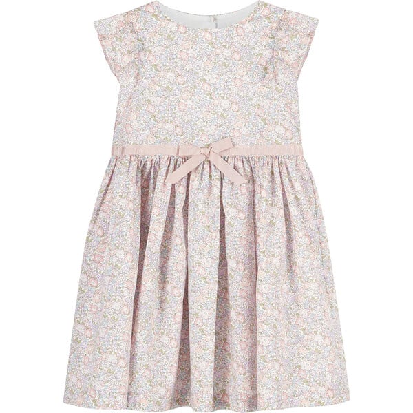 Liberty Print Michelle Frill Sleeve Dress, Pale Pink - Trotters London ...