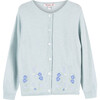 Emily Embroidered Cardigan, Sea Green - Cardigans - 1 - thumbnail