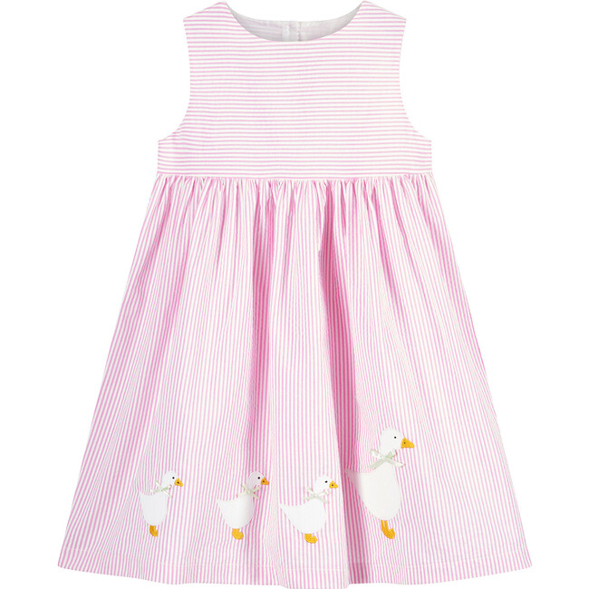 Jemima Striped Pinafore, Bright Pink Stripe