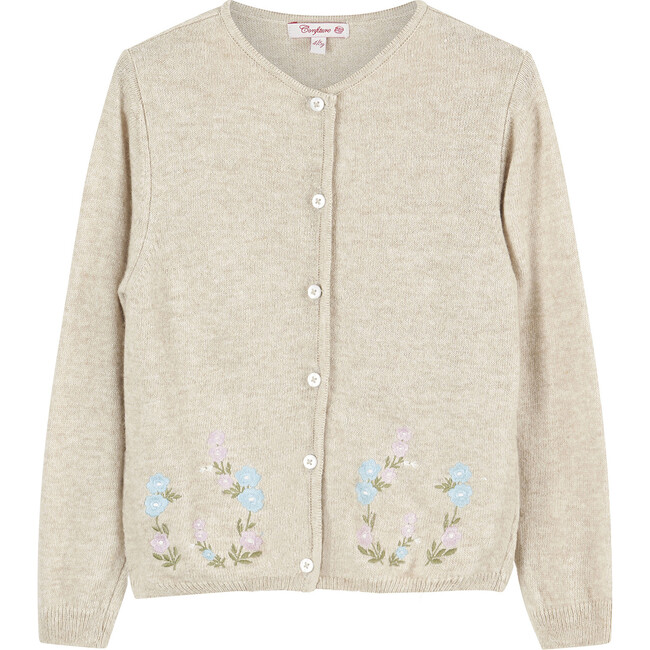 Emily Embroidered Cardigan, Oatmeal