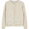 Emily Embroidered Cardigan, Oatmeal - Cardigans - 1 - thumbnail
