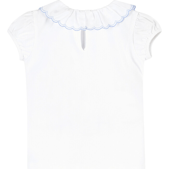 Isabella Embroidered Top, White and Blue - T-Shirts - 2