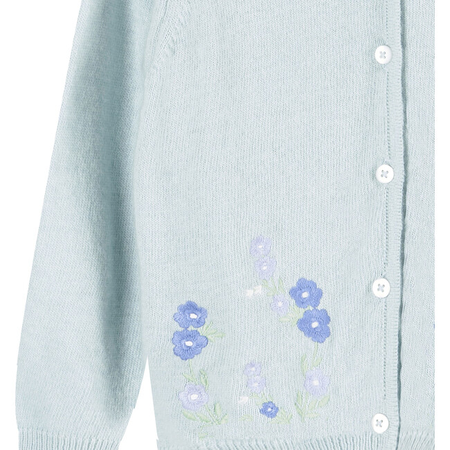 Emily Embroidered Cardigan, Sea Green - Cardigans - 3