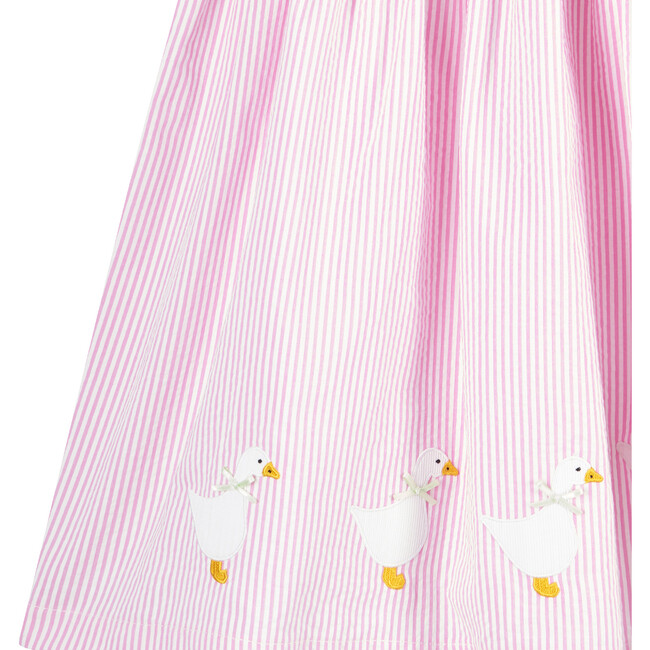 Jemima Striped Pinafore, Bright Pink Stripe - Dresses - 3