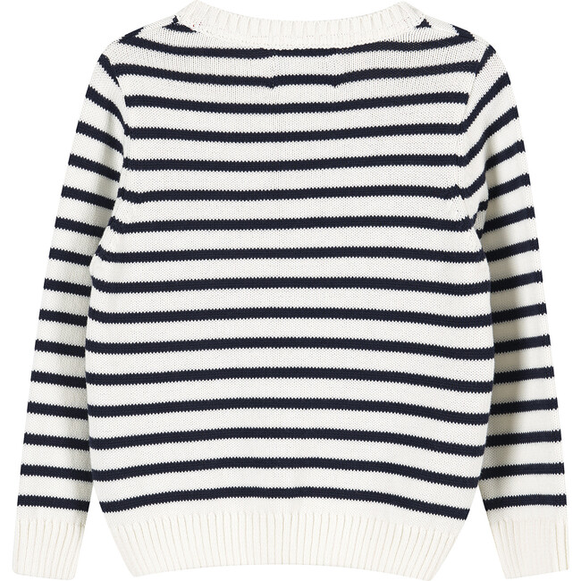 Stripy Anchor Sweater, Ecru and Navy Stripe - Sweaters - 2