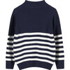 Noah Half Zip Sweater, Navy and Ecru Stripe - Sweaters - 2