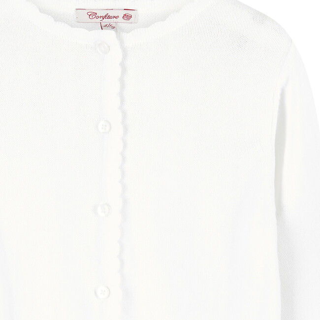 Pretty Scalloped Edge Cardigan, White - Cardigans - 3