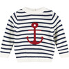 Little Stripy Anchor Sweater, Navy and White Stripe - Sweaters - 1 - thumbnail