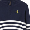 Noah Half Zip Sweater, Navy and Ecru Stripe - Sweaters - 3