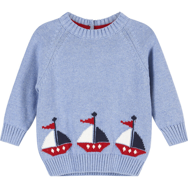 Little Sailboat Sweater, Mid Blue