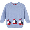 Little Sailboat Sweater, Mid Blue - Sweaters - 1 - thumbnail