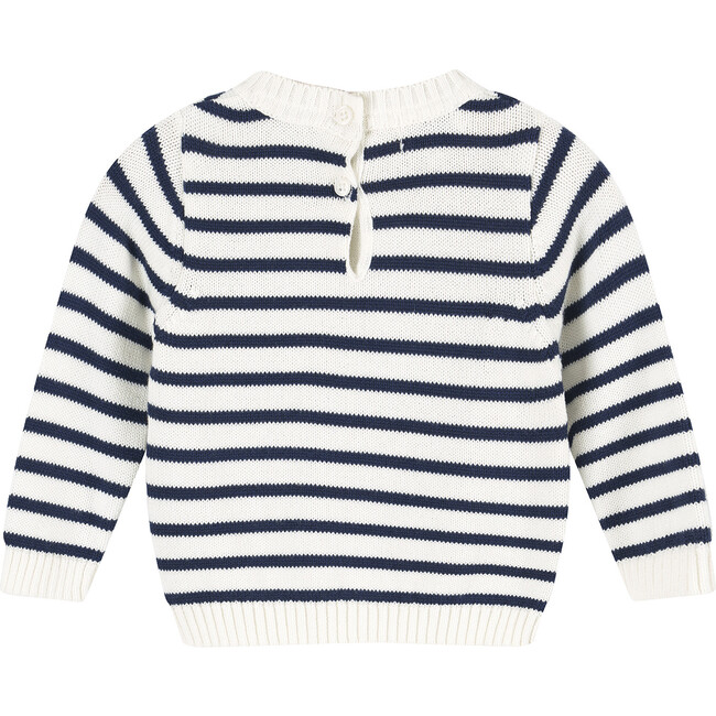 Little Stripy Anchor Sweater, Navy and White Stripe - Sweaters - 2