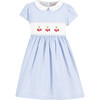 Cherry Smocked Dress, Blue Stripe - Dresses - 1 - thumbnail