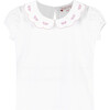 Ava Embroidered Petal Jersey Top, White and Pink - T-Shirts - 1 - thumbnail