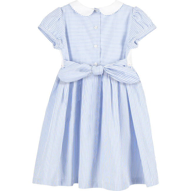 Cherry Smocked Dress, Blue Stripe - Dresses - 2