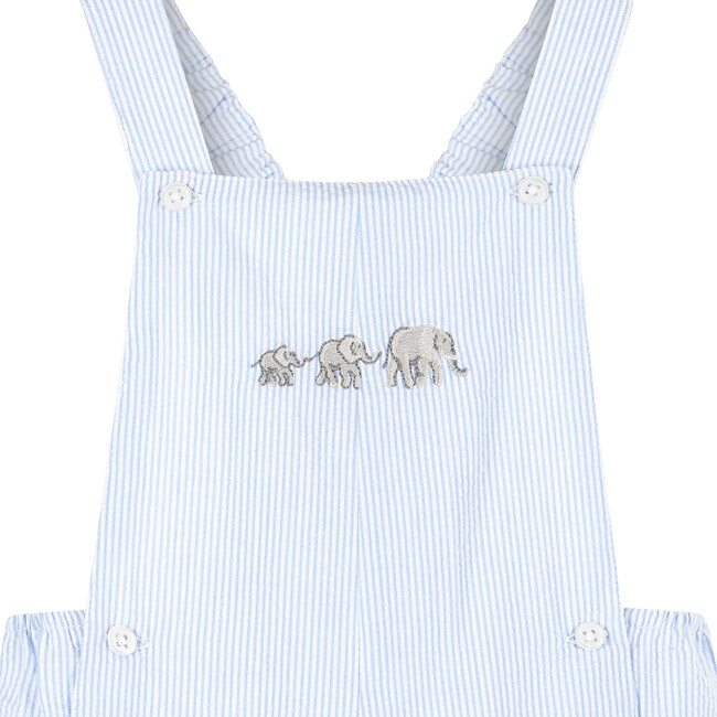 Little Alexander Bib Shorts, Pale Blue Stripe and Elephant - Rompers - 3