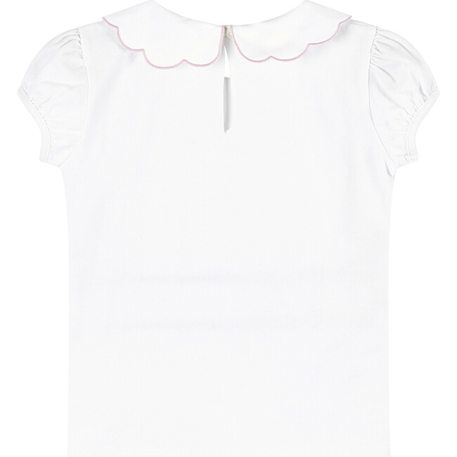 Ava Embroidered Petal Jersey Top, White and Pink - T-Shirts - 2