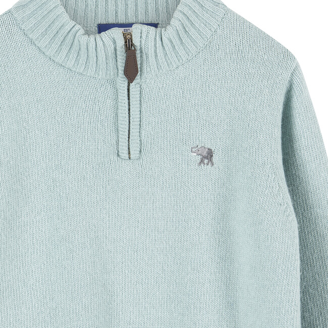 Calum Half Zip Sweater, Sage Green - Sweaters - 3