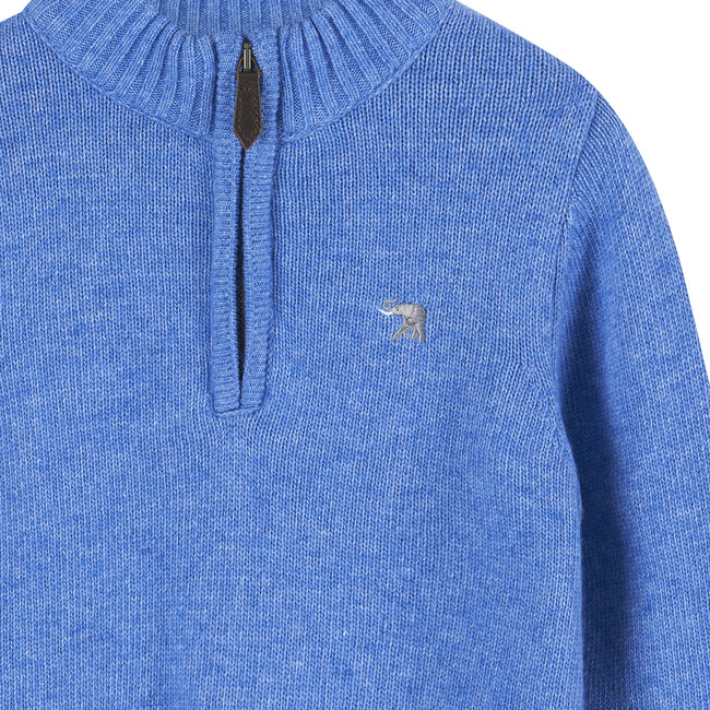 Calum Half Zip Sweater, Sky Blue - Sweaters - 3