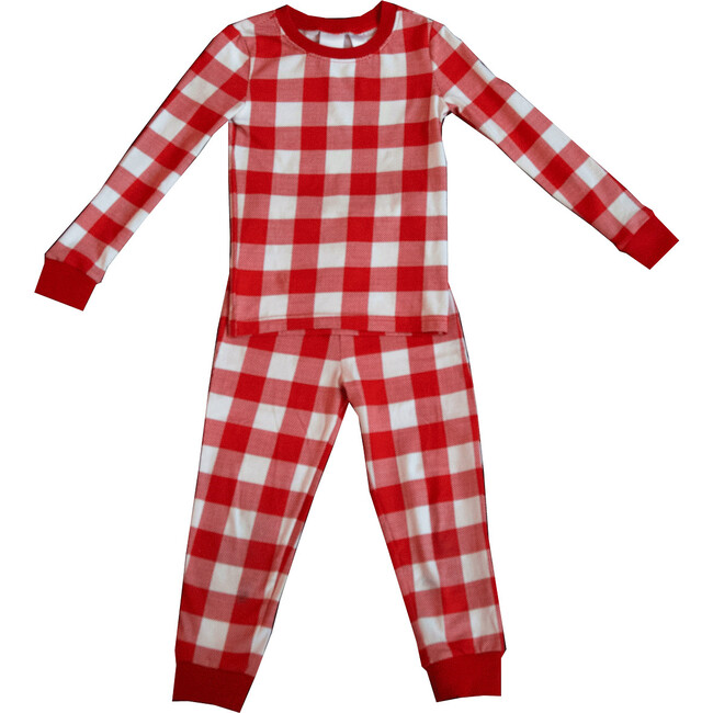 Kids Knit Pajamas, Red Check